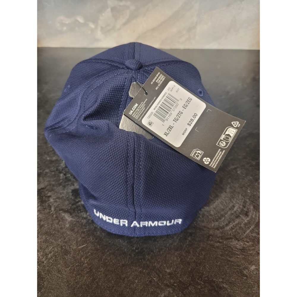 NWT $28 Under Armour Men's Baseball Golf Cap Navy Blue XL/2XL Fitted - Picture 7 of 10